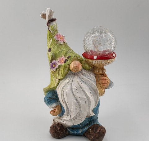 Elf Dwarf Holding Lamp Decoration Resin Dwarf Solar Energy