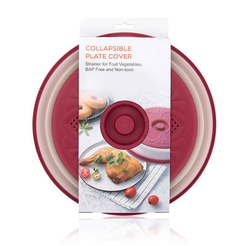Collapsible Microwave Cover Lid Folding Plate Cover Colander Strainer Fruit Vegetables Washing Basket Plate Lid Kitchen Tools