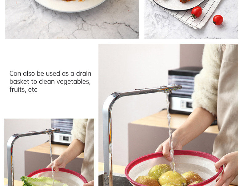Collapsible Microwave Cover Lid Folding Plate Cover Colander Strainer Fruit Vegetables Washing Basket Plate Lid Kitchen Tools