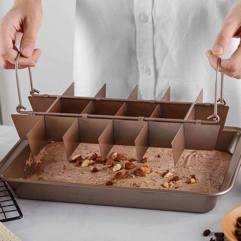 Wholesale stainless Steel Lattice Browine ceramic Baking Tray Non Stick Diveded square cake baking Pans