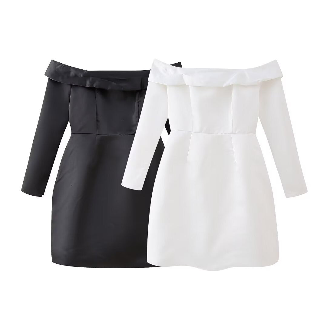 The new two tone one shoulder style slim fitting waist dress