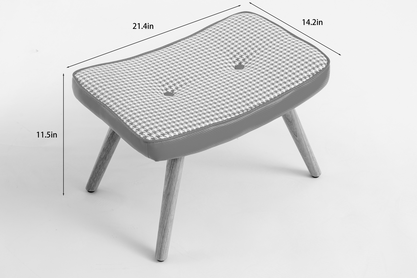 Wooden Step ottoman Wooden Step Stool for Adults Square Cushion Foot Stool (light grey)