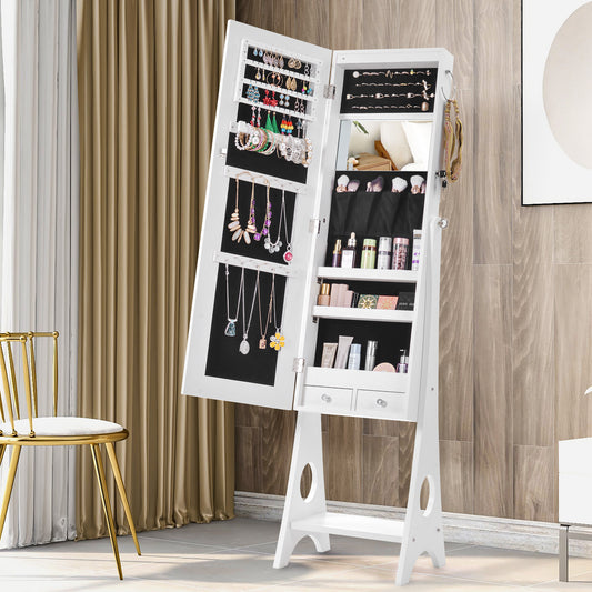Fashion Simple Jewelry Storage Mirror Cabinet With LED Lights For Living Room Or Bedroom