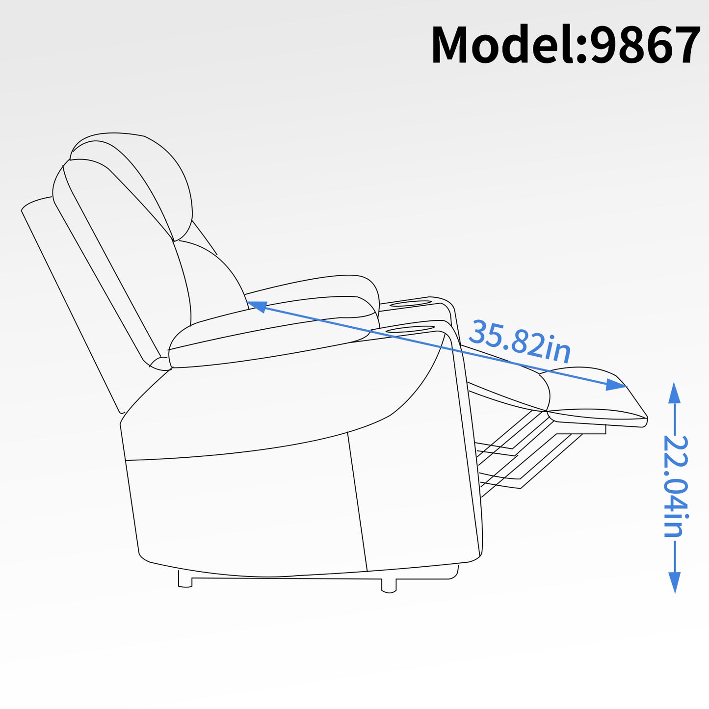 Okin motor Up to 350 LBS Chenille Power Lift Recliner Chair Blue
