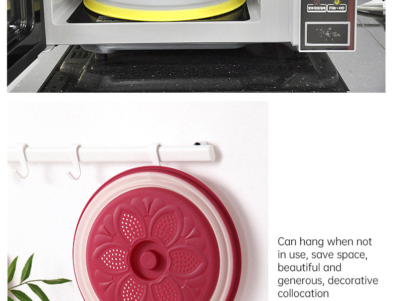 Collapsible Microwave Cover Lid Folding Plate Cover Colander Strainer Fruit Vegetables Washing Basket Plate Lid Kitchen Tools