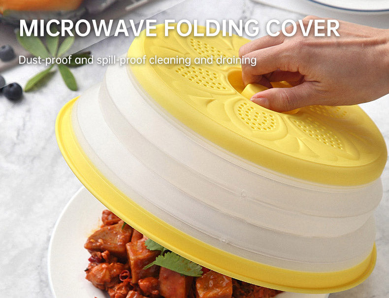 Collapsible Microwave Cover Lid Folding Plate Cover Colander Strainer Fruit Vegetables Washing Basket Plate Lid Kitchen Tools