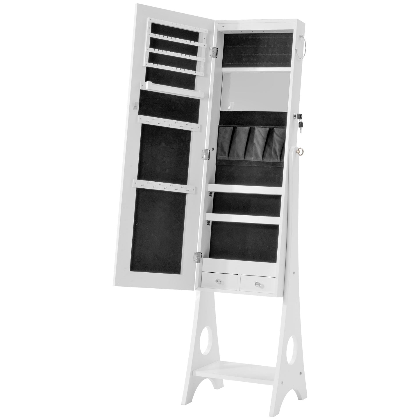 Fashion Simple Jewelry Storage Mirror Cabinet With LED Lights For Living Room Or Bedroom