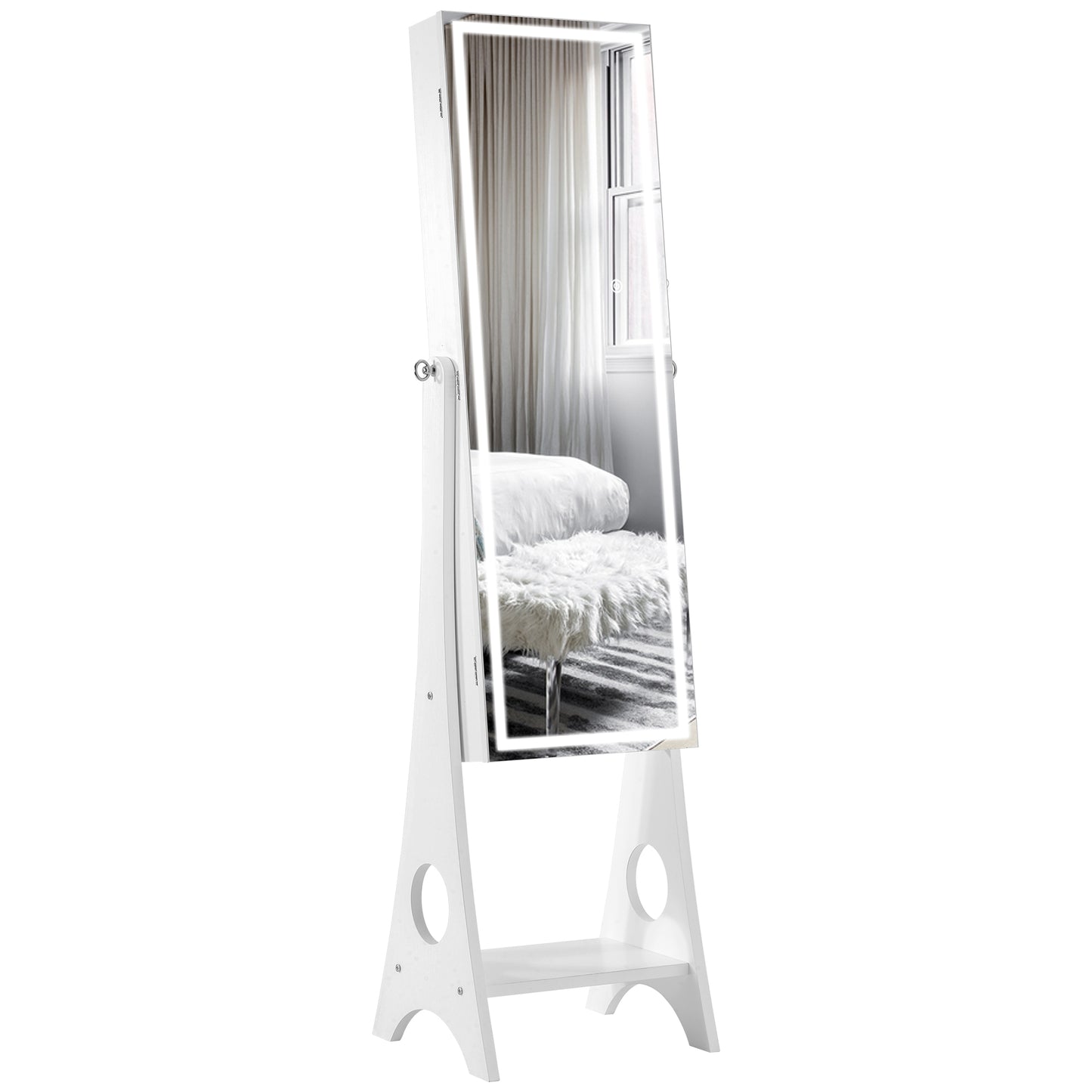 Fashion Simple Jewelry Storage Mirror Cabinet With LED Lights For Living Room Or Bedroom