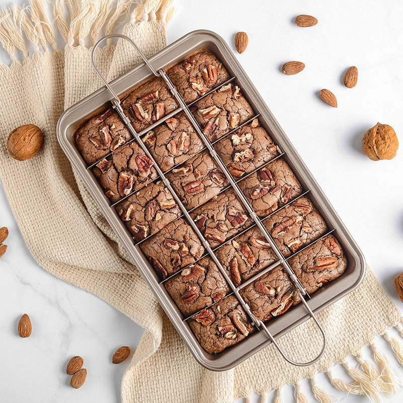 Wholesale stainless Steel Lattice Browine ceramic Baking Tray Non Stick Diveded square cake baking Pans