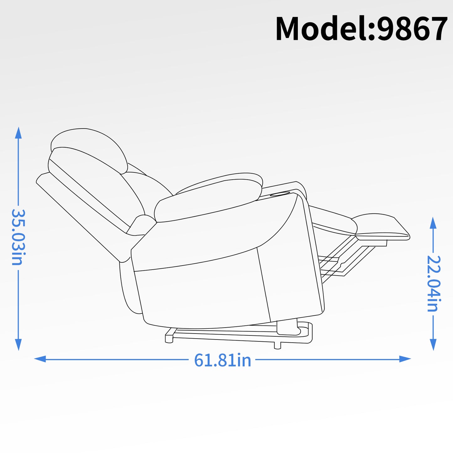 Okin motor Up to 350 LBS Chenille Power Lift Recliner Chair Blue