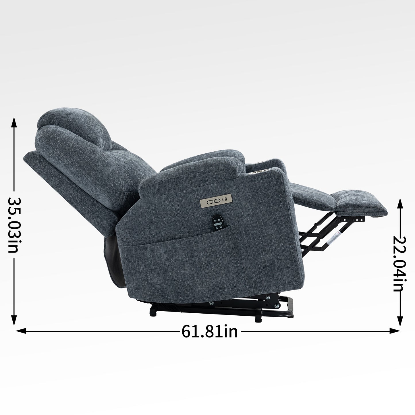 Okin motor Up to 350 LBS Chenille Power Lift Recliner Chair Blue
