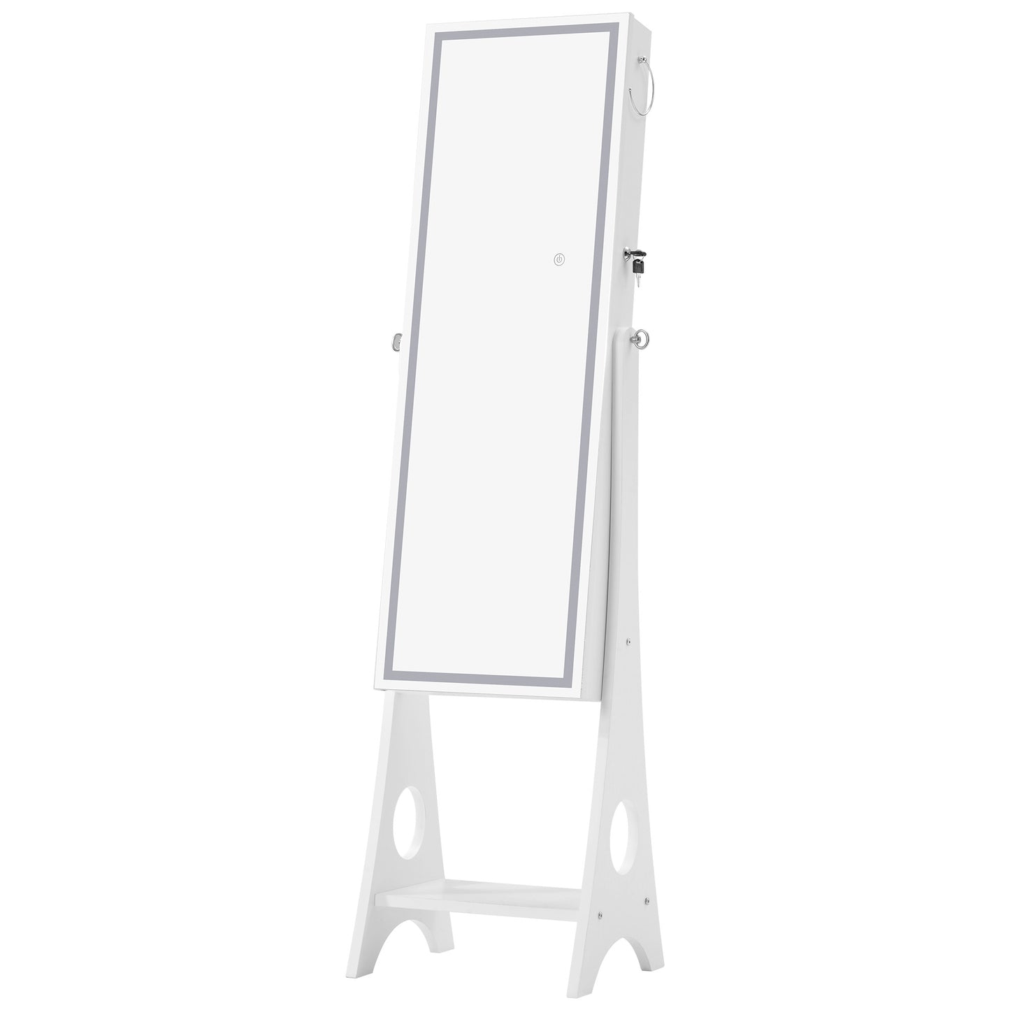 Fashion Simple Jewelry Storage Mirror Cabinet With LED Lights For Living Room Or Bedroom