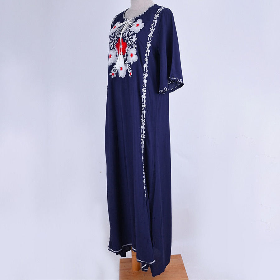 Hot selling Tibetan cotton embroidered long skirt beach skirt bikini cover up loose oversized holiday skirt sun protection shirt