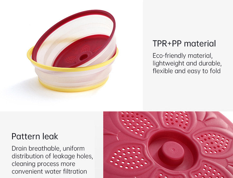 Collapsible Microwave Cover Lid Folding Plate Cover Colander Strainer Fruit Vegetables Washing Basket Plate Lid Kitchen Tools