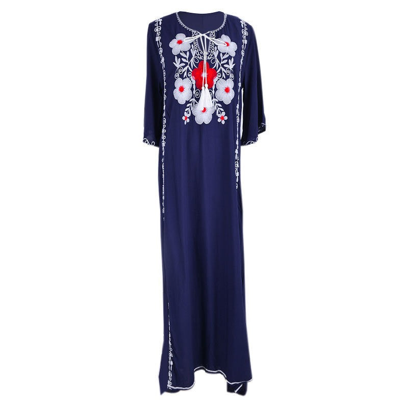 Hot selling Tibetan cotton embroidered long skirt beach skirt bikini cover up loose oversized holiday skirt sun protection shirt