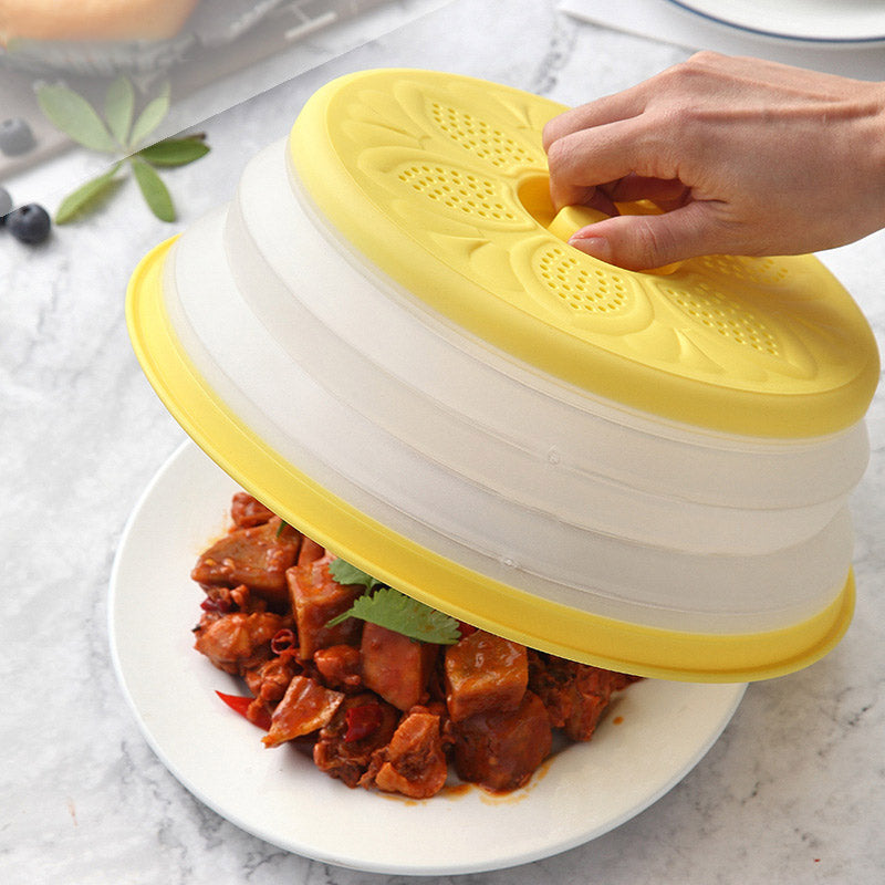 Collapsible Microwave Cover Lid Folding Plate Cover Colander Strainer Fruit Vegetables Washing Basket Plate Lid Kitchen Tools
