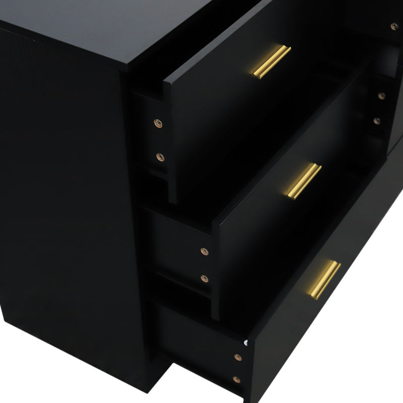 Modern Black 6-Drawer Dresser for Bedroom - Ample Storage Wide Chest of Drawers Sturdy & Safe
