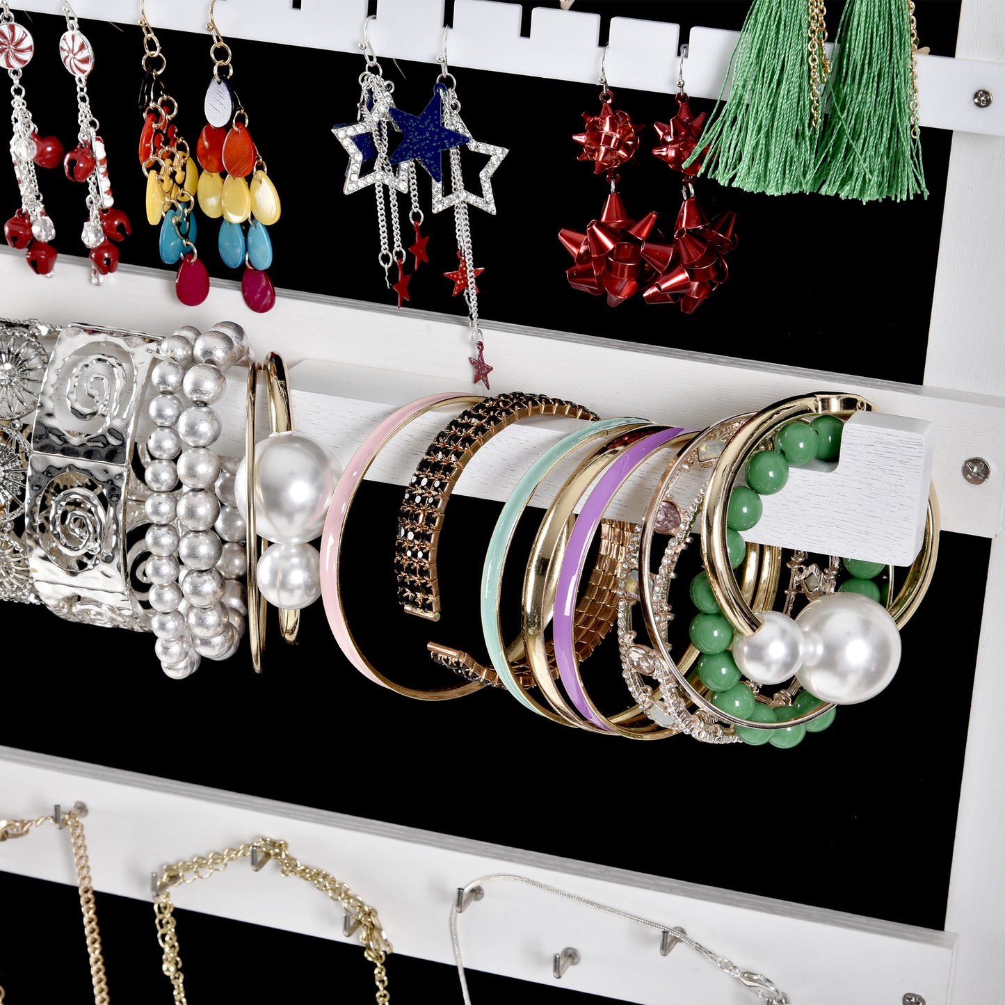Fashion Simple Jewelry Storage Mirror Cabinet With LED Lights For Living Room Or Bedroom